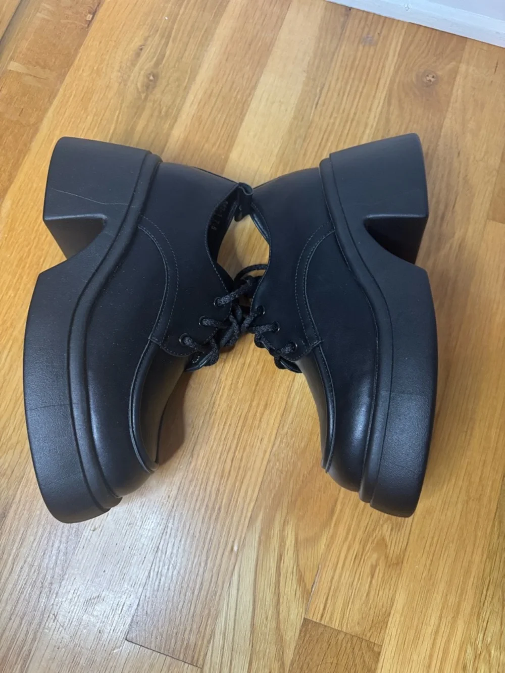 ALGF NEW Black Chunky Platform Oxford Shoes Size 7.5